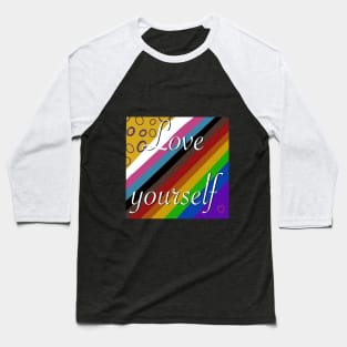 "Love yourself" Intersex inclusive pride flag background Baseball T-Shirt